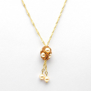 Gold glass pearl pendant woven gold renaissance