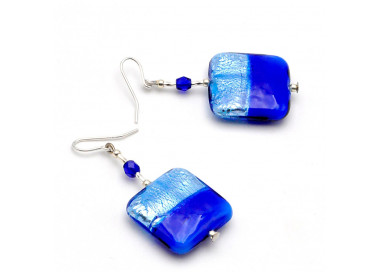 Boucles d'oreilles bleues verre de murano