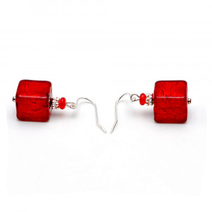 America red and gold - pendientes rojas de cristal de murano real de venecia