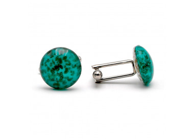 Andromeda green emerald avventurine cufflinks in genuine murano glass from venice