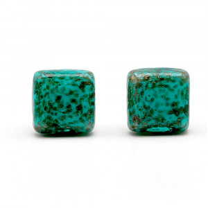 Cufflinks green avventurine in genuine murano glass from venice