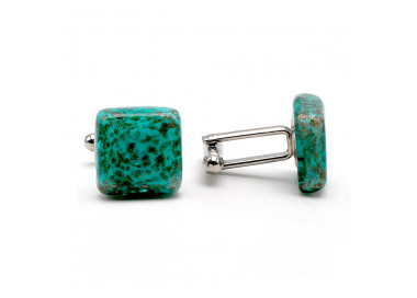 Cufflinks green avventurine in genuine murano glass from venice