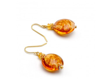 Pastiglia aurora gold - murano glass earrings jewellery genuine murano glass of venice