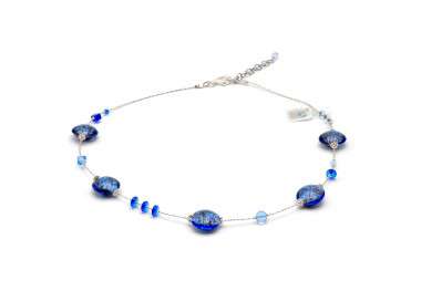 Pastiglia aurora azul marina - collar azul de cristal de murano de venecia