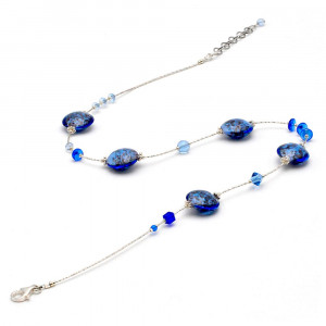 Pastiglia aurora azul marina - collar azul de cristal de murano de venecia