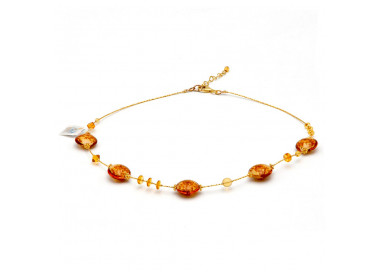 Pastiglia aurora amber - lasi kaulakoru keltainen murano venetian