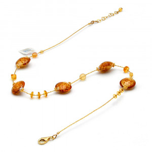 Pastiglia aurora amber - lasi kaulakoru keltainen murano venetian