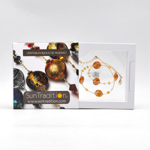 Pastiglia aurora amber - glas halsband i murano amber venetianska