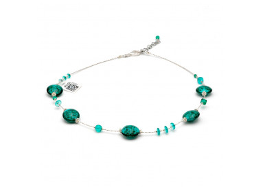 Pastiglia aurora verde esmeralda - collar de cristal de murano verde esmeralda de venecia