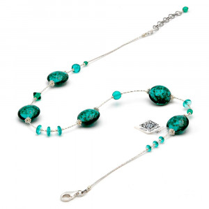 Pastiglia aurora green emerald -  murano glass green emerald necklace of venice