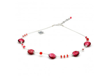 Pastiglia aurora rose - halsband i murano glas rose från venedig