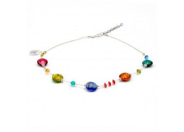 Pastiglia aurora multicolor - collar de cristal de murano multicolor de venecia