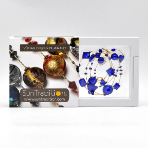 Andromeda cobalt blue - sautoir necklace cobalt blue murano glass of venice