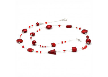 Andromeda vermelho -  colar choker vermelho de vidro de murano vermelho de veneza