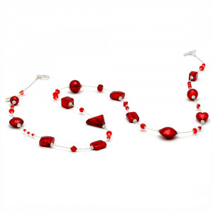 Andromeda vermelho -  colar choker vermelho de vidro de murano vermelho de veneza