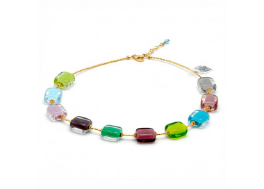 Schissa pastel primavera - collar multicolor pastel claro en real de cristal de murano