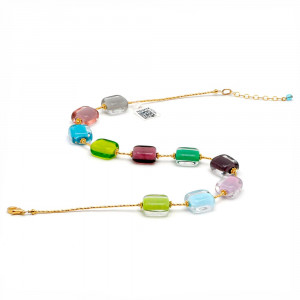 Schissa pastel spring -  multicolor light pastel necklace in real murano glass