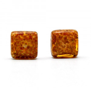 Cufflinks amber and gold avventurine in genuine murano glass from venice