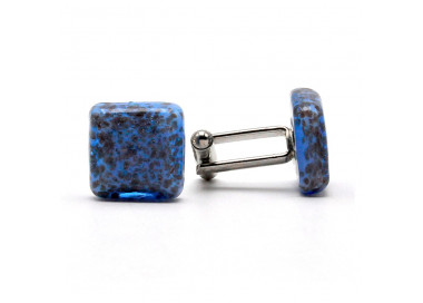 Cufflinks blue avventurine in genuine murano glass from venice