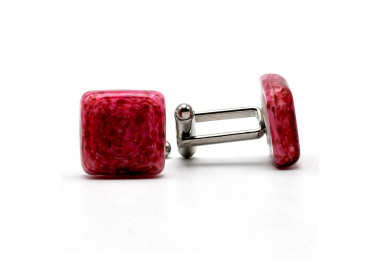 Cufflinks pink avventurine in genuine murano glass from venice