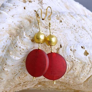 Pendientes murano rojo verdadera joya de murano venecia