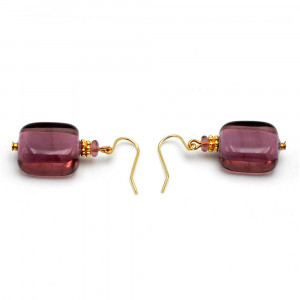 Boucles d'oreilles parme bijou en veritable verre de murano