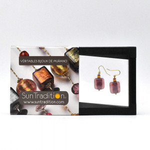 Schissa pastel amethyst - amethyst murano glass earrings genuine venice  glass