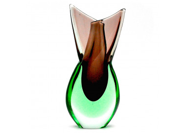 Vase en veritable verre de murano sommerso vert amethyste de venise