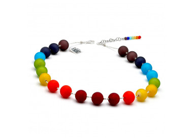 Ball satin rainbow - multicolored murano glass satin necklace