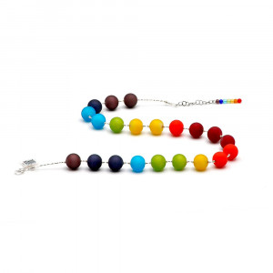 Palla raso arcobaleno - collana in vetro di murano multicolore raso