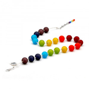 Ball satin rainbow - multicolored murano glass satin necklace