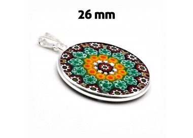 Anhänger glas murano millefiori grün