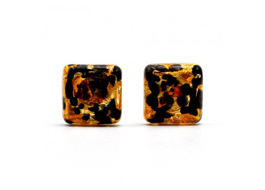 Tawny gold cufflinks in genuine murano glass from venice