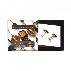 Tawny gold cufflinks in genuine murano glass from venice