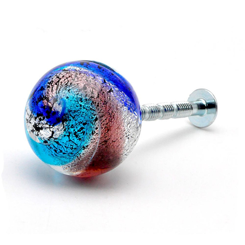 Knoppen blauw en zilver lade en kasten van murano-glas