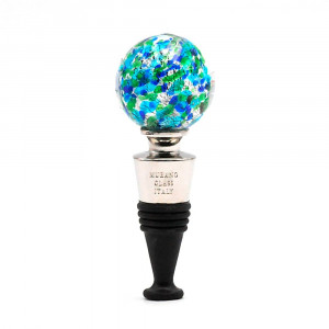 Blue murano glass wine bottle stopper