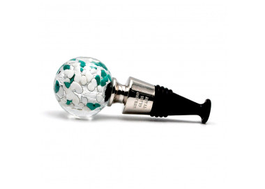 White, green and silver murano glass bottle cap