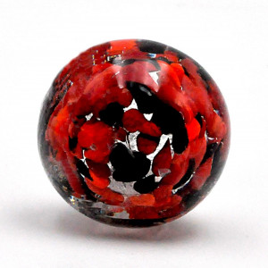 Red, black and silver murano glass bottle cap