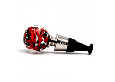 Red, black and silver murano glass bottle cap