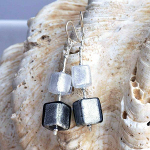 Pendientes murano cubos de plata joyas en verdadero cristal de murano venecia