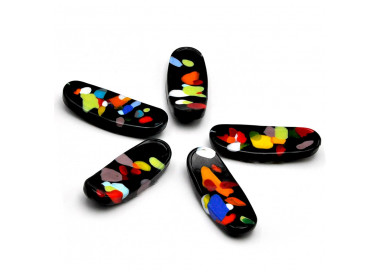 Door knives and chopsticks black spotted, murano glass