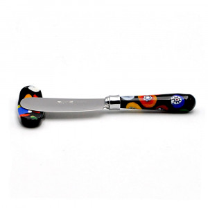 Door knives and chopsticks black spotted, murano glass