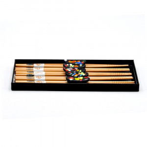 Door knives and chopsticks black spotted, murano glass