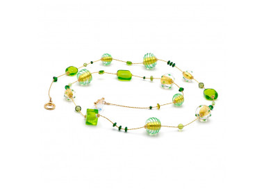 Choker necklace long green murano glass of venice