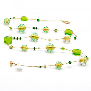 Necklace long green murano glass of venice