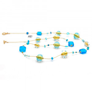 Ketting lang blauw murano glas van venetië