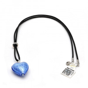 Pendant murano glass heart blue