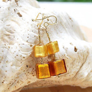 Pendientes cristal murano oro joyas en verdadero cristal de murano venecia