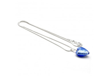 Pendant in silver 925 and heart murano glass blue