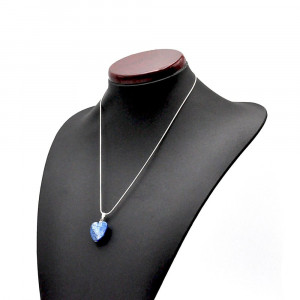 Pendant in silver 925 and heart murano glass blue